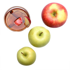 apple tea or mulled wine with cinnamon isolated on white