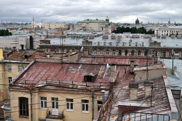 Fototapeta premium Kind from height on an old part of the city of St.-Petersburg