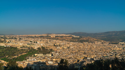 Fototapeta na wymiar Panoramic view of Fez (Fes) center, Morocco 