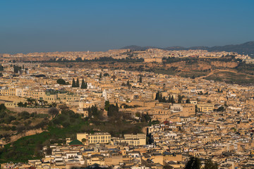 Fototapeta na wymiar Panoramic view of Fez (Fes) center, Morocco 