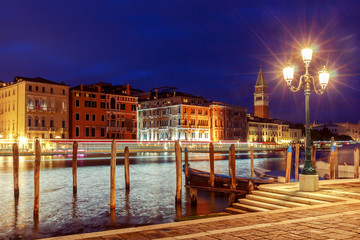 Fototapeta premium The central promenade of Venice at night.