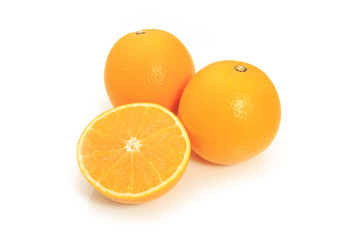 Fresh orange isolated on white background.