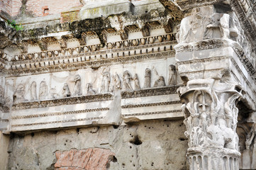 Architectural details of Minerva forum. Rome, Italy