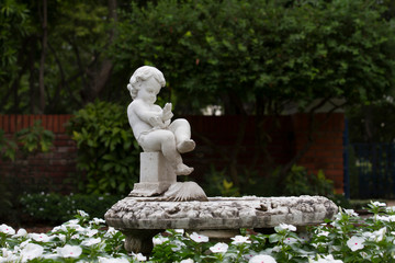 Statue Sculpture in public garden on tree background