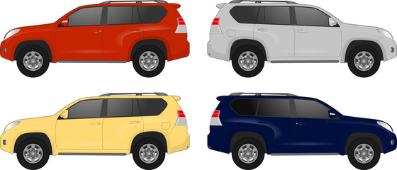 Set of different color car, realistic car models