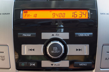 control panel of audio player and other devices of the car