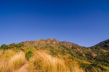 mountain against blue sky