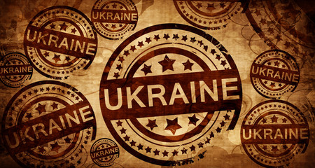 Ukraine, vintage stamp on paper background