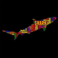 shark Typography word cloud colorful Vector illustration