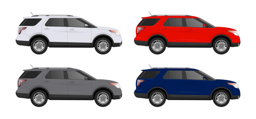 Set van verschillende kleuren auto, realistische automodellen