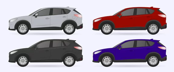 Stickers fenêtre Course de voitures Ensemble de voitures de couleurs différentes, modèles de voitures réalistes