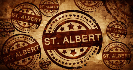 st. albert, vintage stamp on paper background