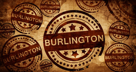 Burlington, vintage stamp on paper background