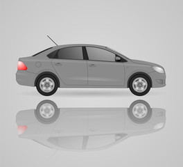 Realistic model car isolated on background. Detailed drawing. Vector illustration.