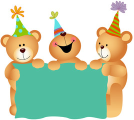 Birthday teddy bears with signboard
