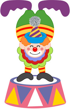 Clown on top of a circus platform