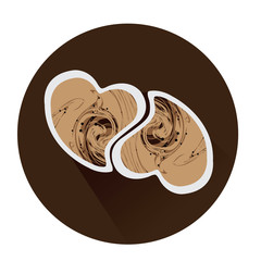 Pair of coffee hearts on a brown sticker, Vector illustration