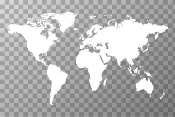 Fototapeta na wymiar Worldwide map on transparent background