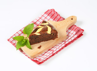slice of chocolate cake with cheese