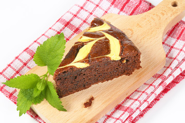 slice of chocolate cake with cheese