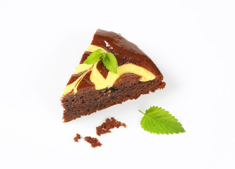 slice of chocolate cake with cheese