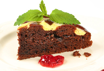 slice of chocolate cake with cheese