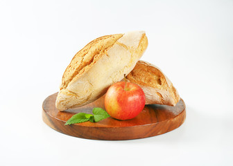 two rustic bread rolls