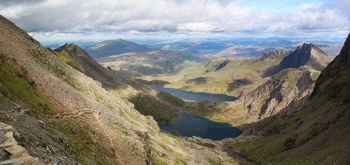 Pyg Track leading down from Snowdon in Snowdonia, Wales, UK