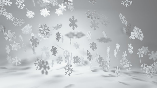 Wintry Christmas background with falling snow