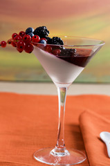 panna cotta with the seal of wild berries