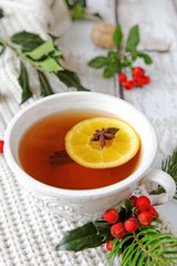 Cup of aromatic tea