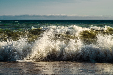 storm raging waves