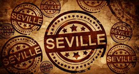 Seville, vintage stamp on paper background