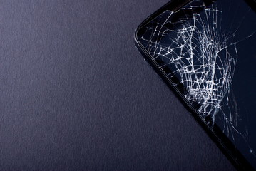 broken phone screen closeup