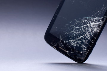 broken phone screen closeup