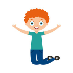 cute happy boy icon over white background. colorful design. vector illustration