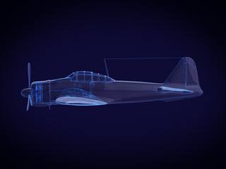 Fototapeta na wymiar blue x-ray Aircraft on a dark background.3D rendering
