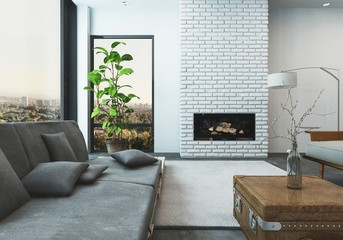 Living room of stylish modern apartment © XtravaganT