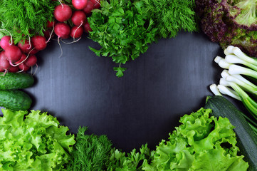  Colorful vegetables ingredients . Fresh vegetables background.