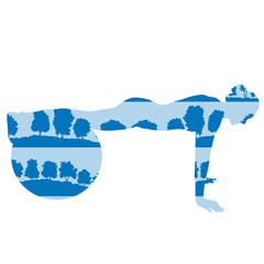 Young woman with fitness ball vector background concept made of