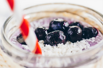 Blueberry smoothie with banana and coconut