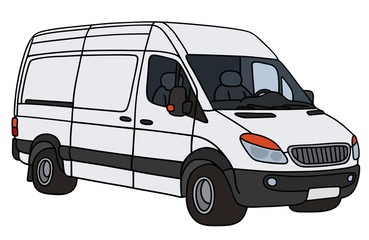 Hand drawing of a white van © vostal
