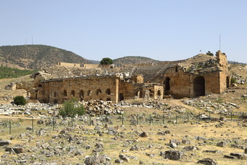 The ruins of the ancient city of Hierapolis in Turkey