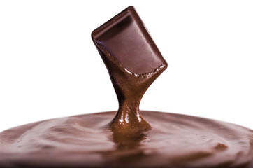 Melted hot chocolate on white