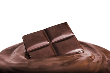 Melted hot chocolate on white