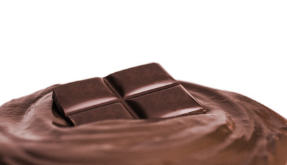 Melted hot chocolate on white