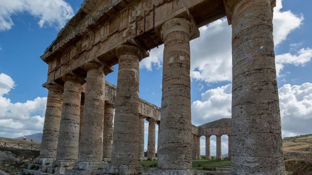 timelapse of the greek ruins of segesta in sicily, italy
