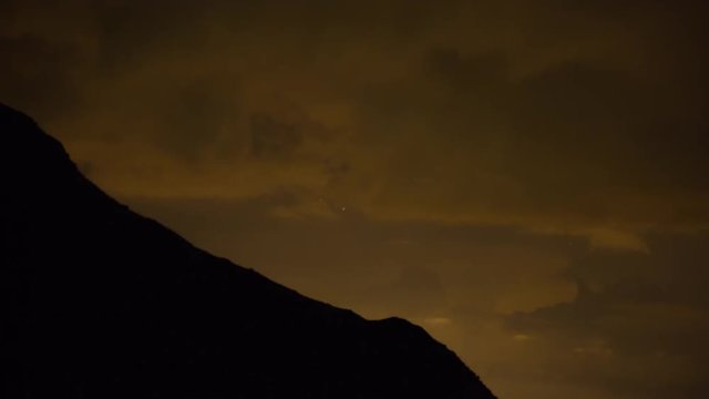 nighttime star time lapse of the Great St Bernard Pass mountains in the Swiss Alps.