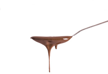 Melted hot chocolate is pouring