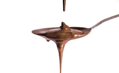 Melted hot chocolate is pouring